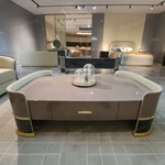 Designer Coffee Table with Curved Silhouette and Integrated Storage Drawers